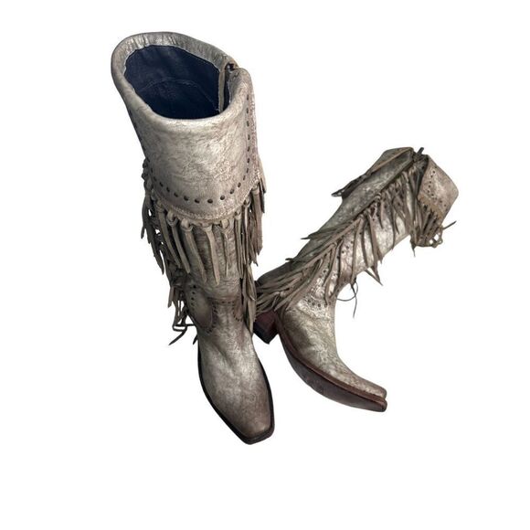 Liberty Black Women's Maritsa Fringe Zipper Knee High Boots Silver Gray Sz 9 - Picture 3 of 11